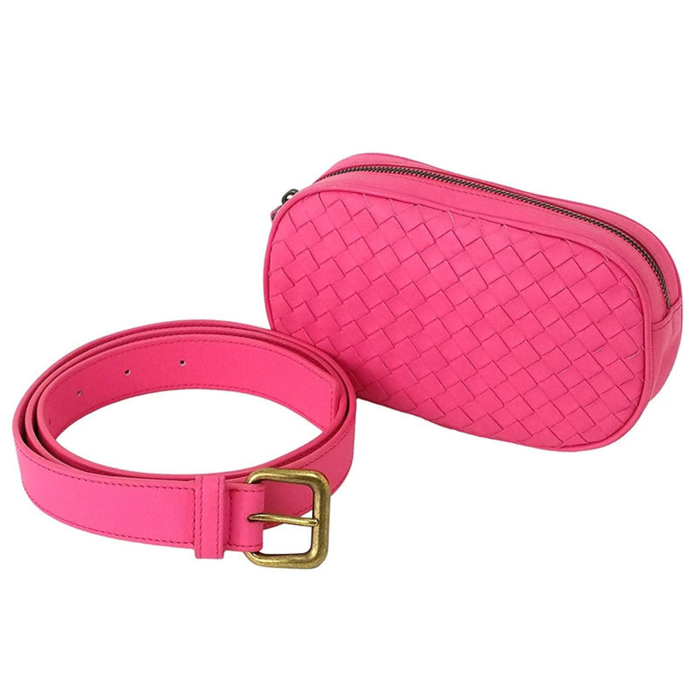 Bottega Veneta Intrecciato Waist Pouch Bag Leather Pink